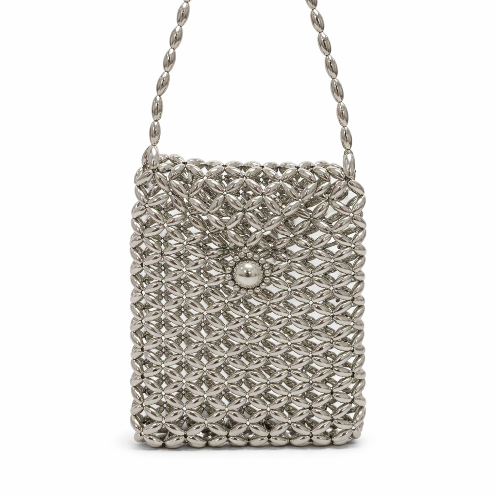 Silver Beaded Mini Bag