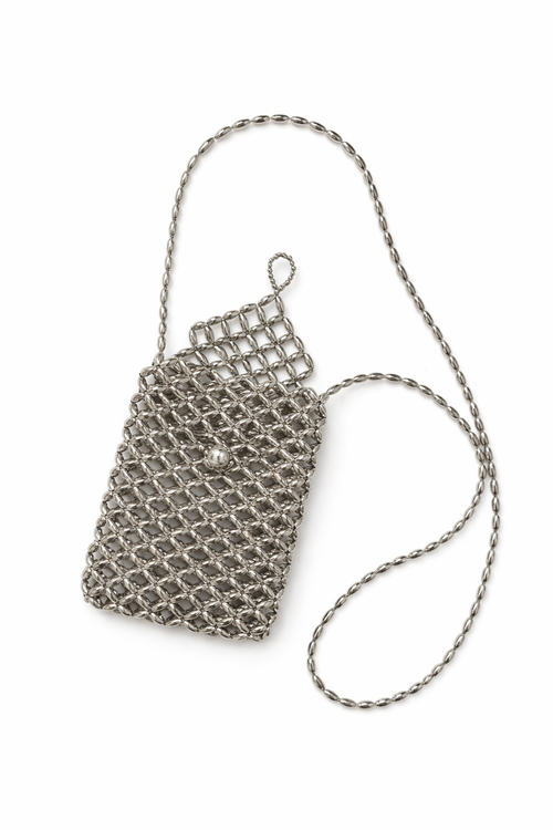 Silver Beaded Mini Bag