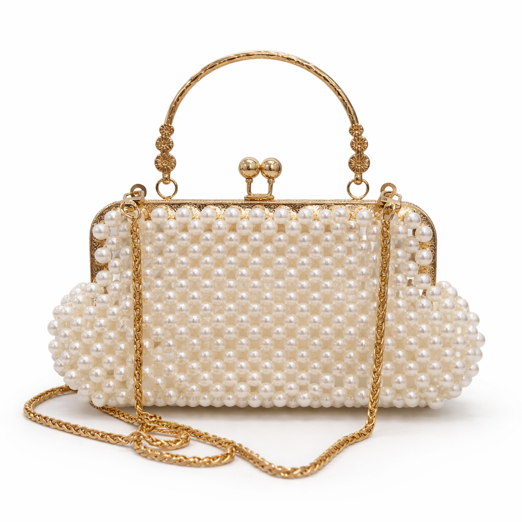 Pearl Beaded Clutch – Luxury Handmade Statement Bag (Large)