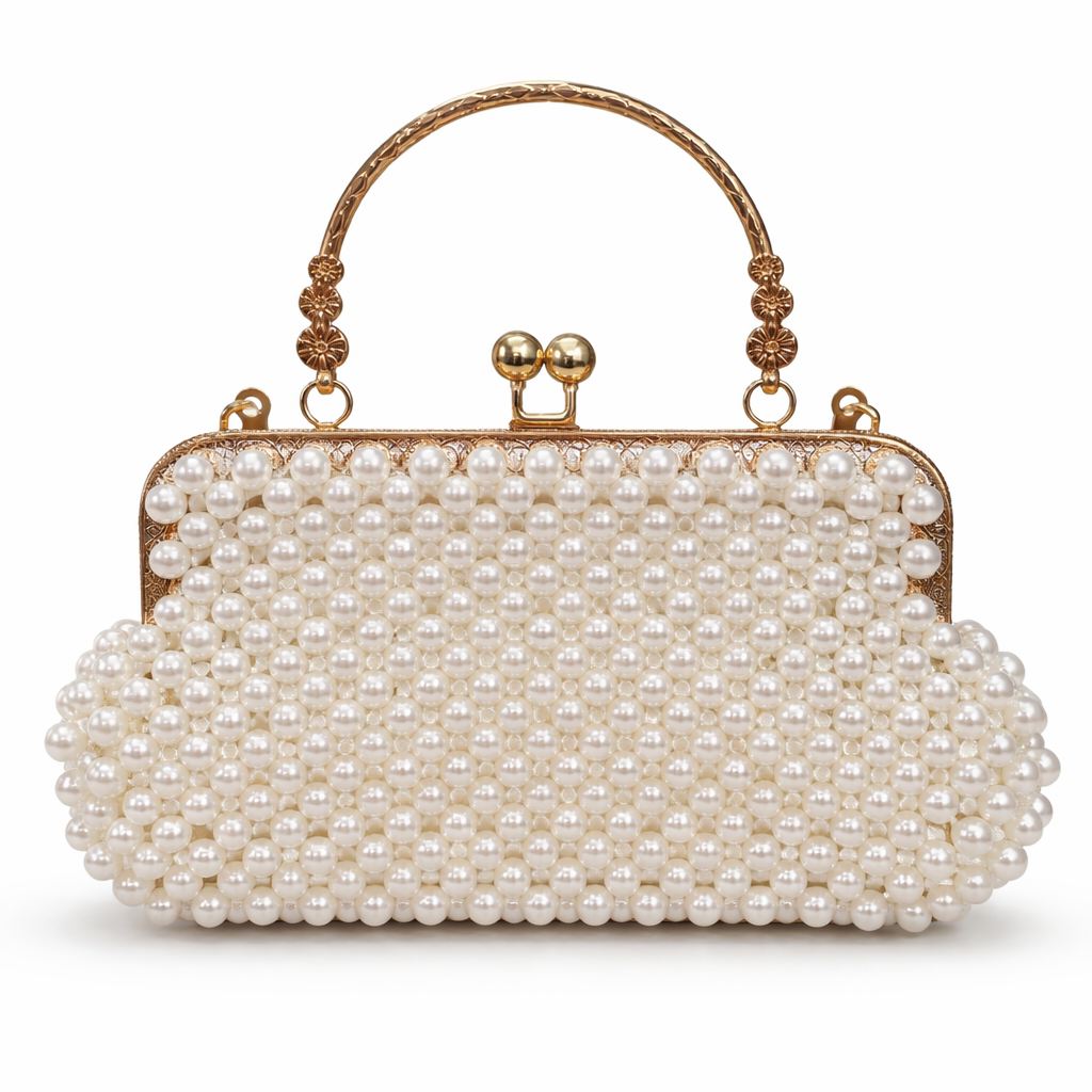 Pearl Beaded Clutch – Luxury Handmade Statement Bag (Large)