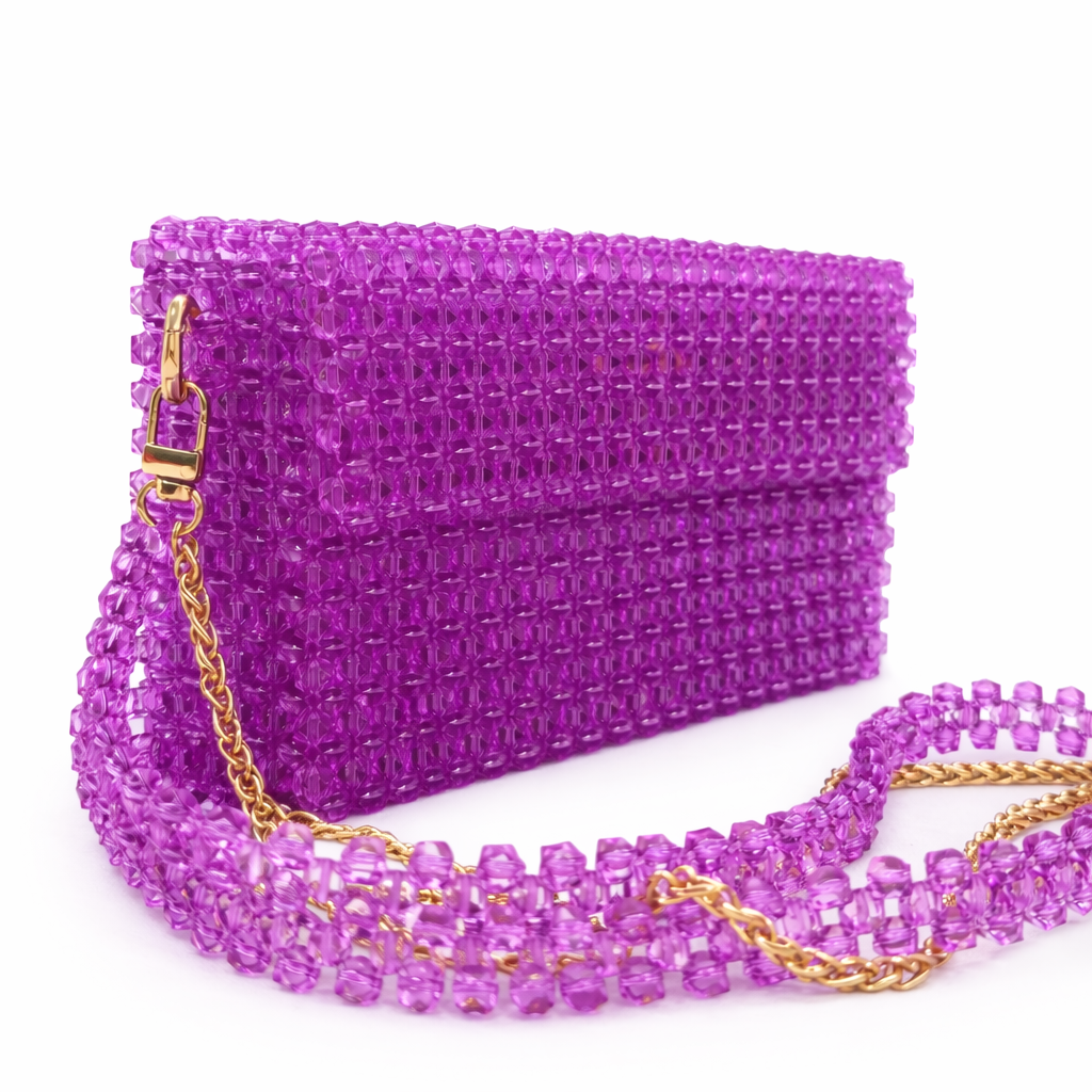 Purple Pearl Beaded Bag – Handmade Aesthetic Purse